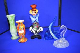 Murano Glass Clown plus Vases, Fish, etc.