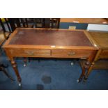 Victorian Pitch Pine Desk with Red Leather Insert Top