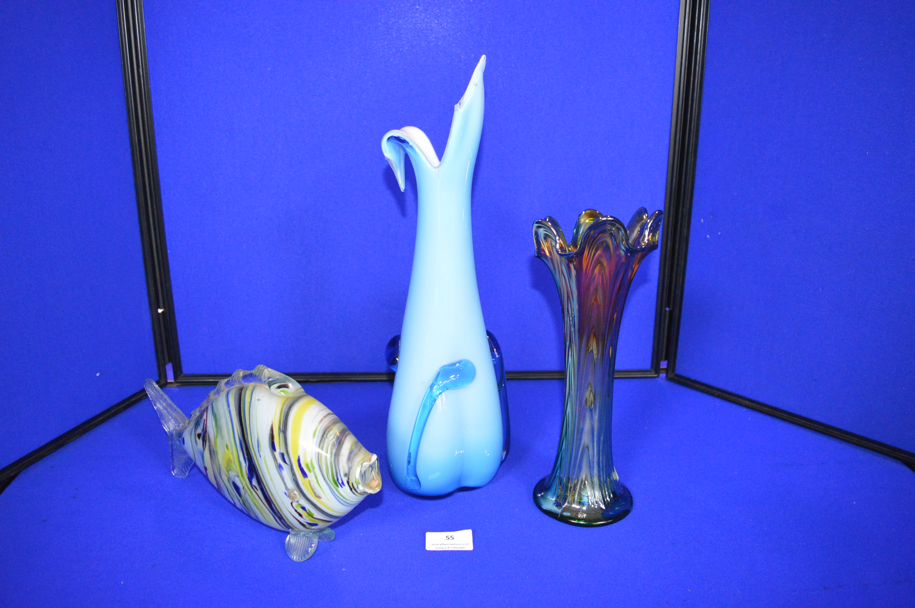 Two Murano Glass Vases and Fish