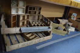 Vintage Pine Crates, Wooden Boxes, Buckets, Clogs, etc.