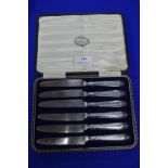 Cased Set of Six Hallmarked Sterling Silver Knives