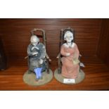 Two Victorian Paper Mache Folk Art Figures with Nodding Heads