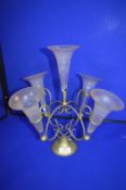 Brass Epergne with Cut Glass Flower Holders