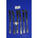 Set of Six Hallmarked Sterling Silver Handled Butter Knives - Sheffield 1918