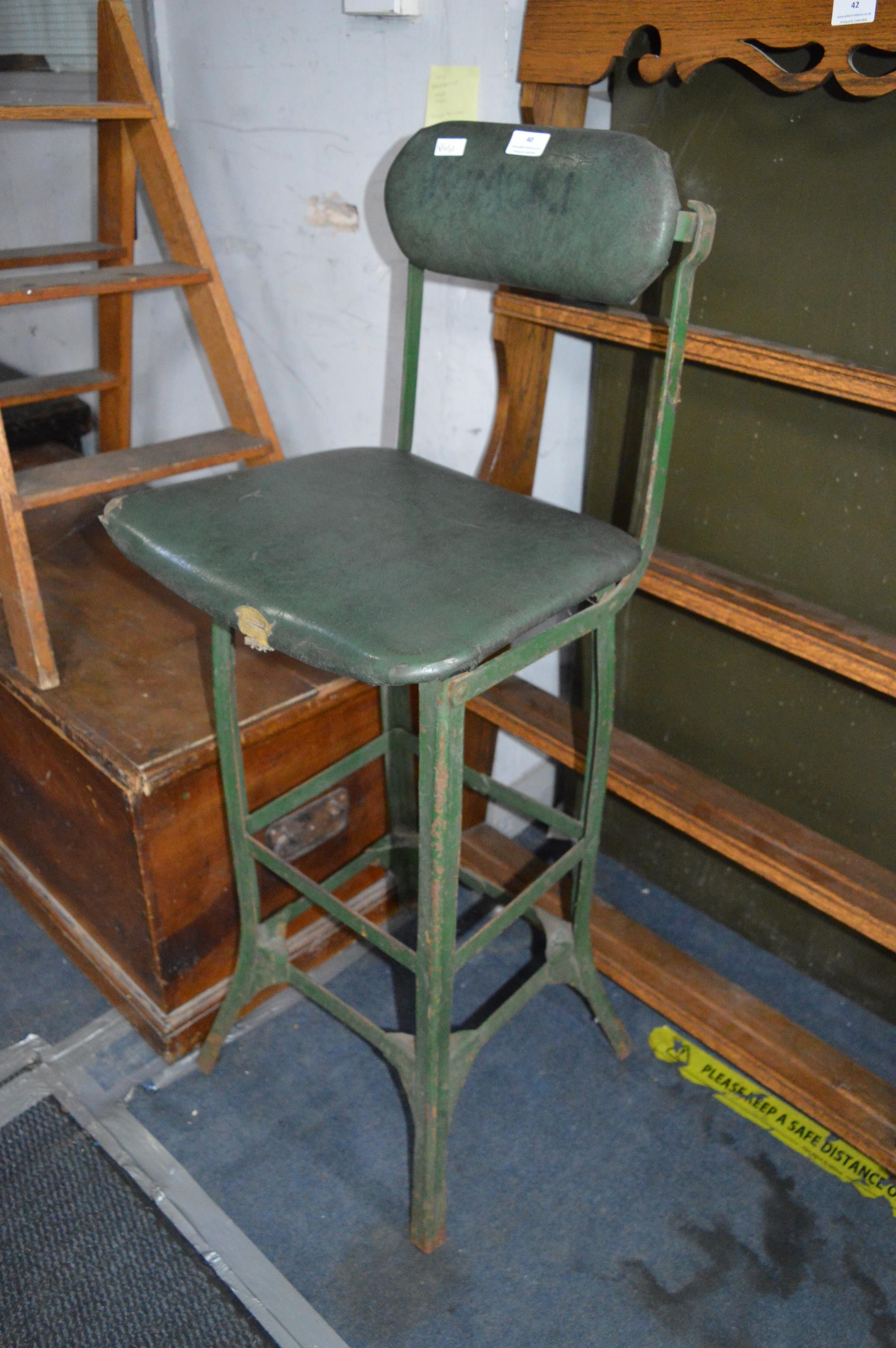 Green Metal Industrial High Seat Chair