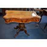 Victorian Figured Mahogany Tea Table with Tooled Leather Insert Top