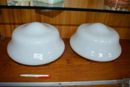 Two White Glass Lampshades