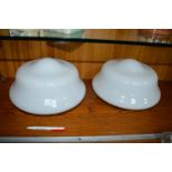 Two White Glass Lampshades