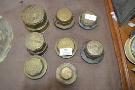 Eight Hull Brass Cartwheel Axle Caps