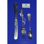 Sterling Silver Knife, Fork and Spoon ~71g gross, Hallmarked Sheffield and London