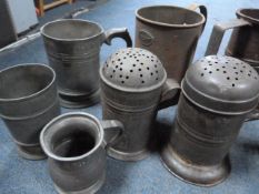 Pewter Tankards and Metal Measures, Sifters, etc.