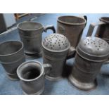 Pewter Tankards and Metal Measures, Sifters, etc.