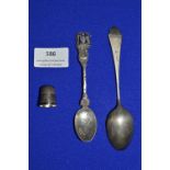 Two Silver Spoons and Thimbles ~36g gross