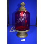 Victorian Cranberry Glass Lampshade with Modifications
