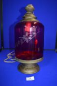 Victorian Cranberry Glass Lampshade with Modifications