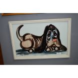 Retro Framed & Signed Dog Picture