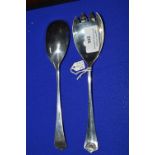 Pair of Hallmarked Sterling Silver Serving Spoons - Sheffield 1921 & 29, ~99g total