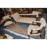 Victorian Salon Suite Comprising Chaise Lounge, Two Nursing Chairs and Four Side Chairs