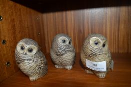 Three Poole Pottery Owls