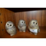 Three Poole Pottery Owls