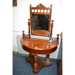 Victorian Mahogany Mirror Backed Halfmoon Hall Table