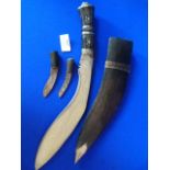 Souvenir Kukri with Accessory Knives, Total Length ~43cm