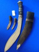 Souvenir Kukri with Accessory Knives, Total Length ~43cm