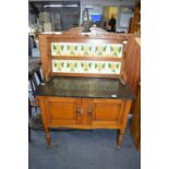 Double Door Wash Stand with Marble Top and Tiled Splashback (AF - for restoration)