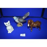 Suffolk Horse, Beswick Cat and a Beswick Cuckoo