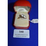 9k Gold Ring with Silver Setting and Two Stones