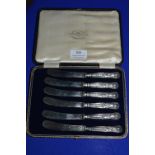 Cased Set of Six Silver Handled Tea Knives - Sheffield 1921
