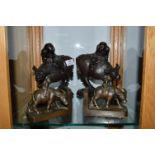 Pair of Carved Chinese Figure Riding Water Buffalo plus Bronze Bookends