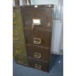 Brown Metal Four Drawer Filing Cabinet (no key)
