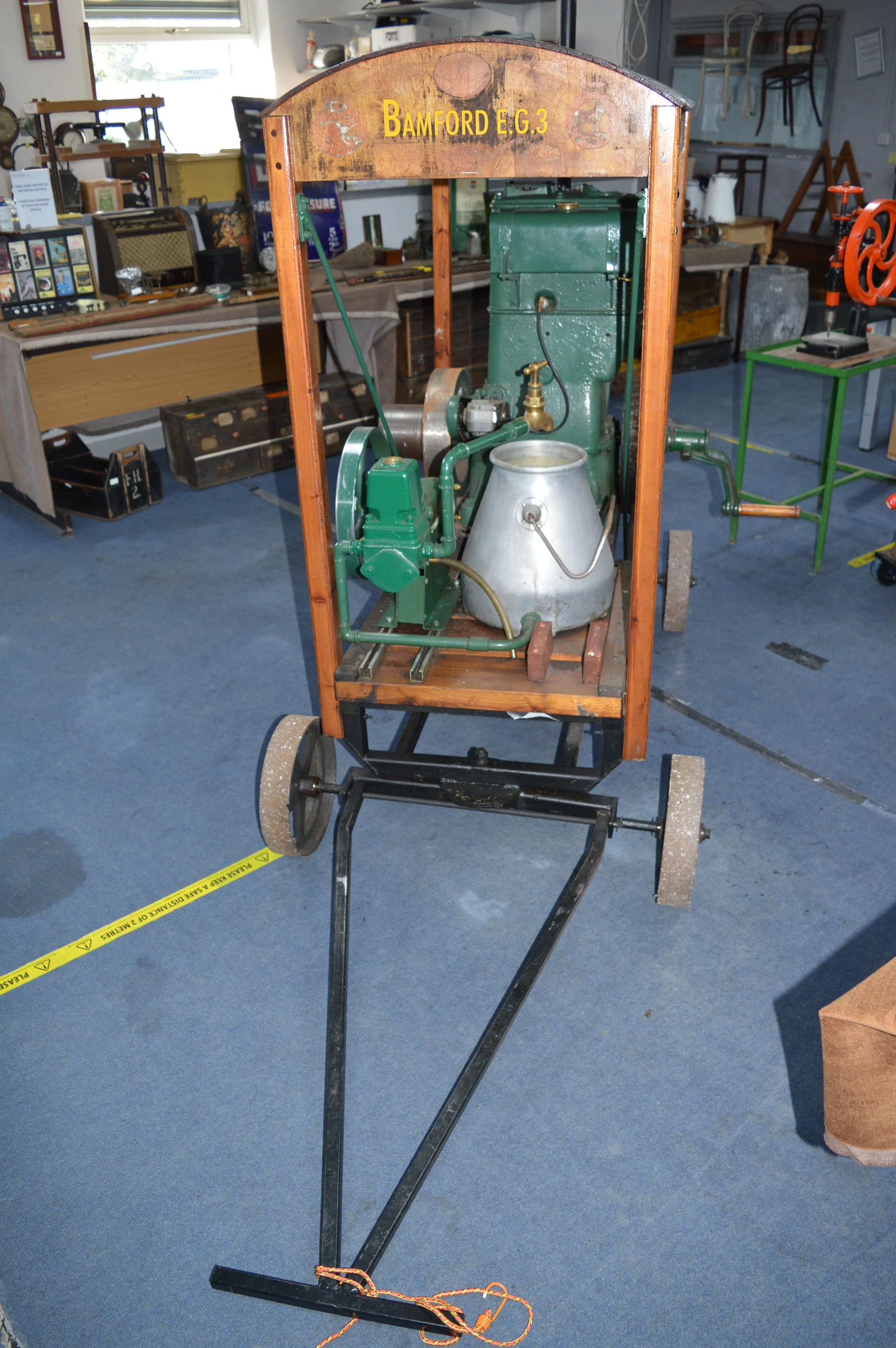 Bamford EG3 Stationary Engine Water Pump Mounted on Towing Cart - Image 2 of 4