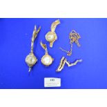 9k Gold Scrap Ladies Wristwatches and Chain