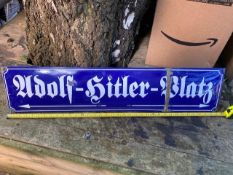 Original Veteran Gring Back Street Sign - Adolf Hitler Plats ~90x20cm