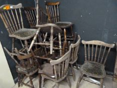 Thirteen Assorted Wooden Dining Chairs