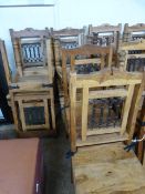 Six Wooden Dining Chairs with Decorative Iron Back and Fittings