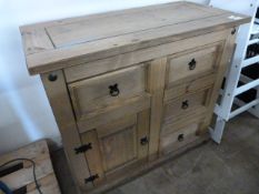 Small Pine Cupboard with Drawers ~91x44x85cm