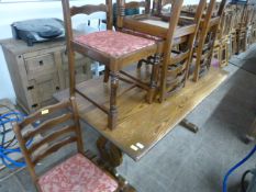 Oak Dining Table and Six Chairs