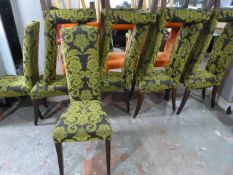 10 Highback Green & Black Floral Upholstered Chair