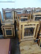 Six Wooden Dining Chairs with Decorative Iron Back and Fittings