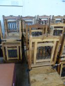 Six Wooden Dining Chairs with Decorative Iron Back and Fittings