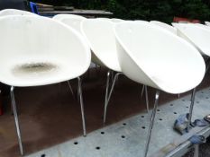 14 Plastic Chairs with Tubular Chrome Legs (some s