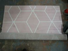 Pink & White Geometric Rug ~230x160cm