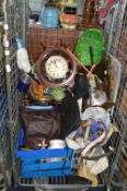 Cage of Household Goods; Bags, Clocks, etc.