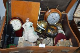Case of Decorative Items, Clocks, Barometer, Money