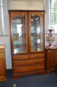 Mahogany Effect Glazed Display Cabinet with Five D