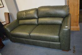 Green Leather Two Seat Sofa