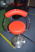 Chrome & Red Leather Gas Lift Bar Stool